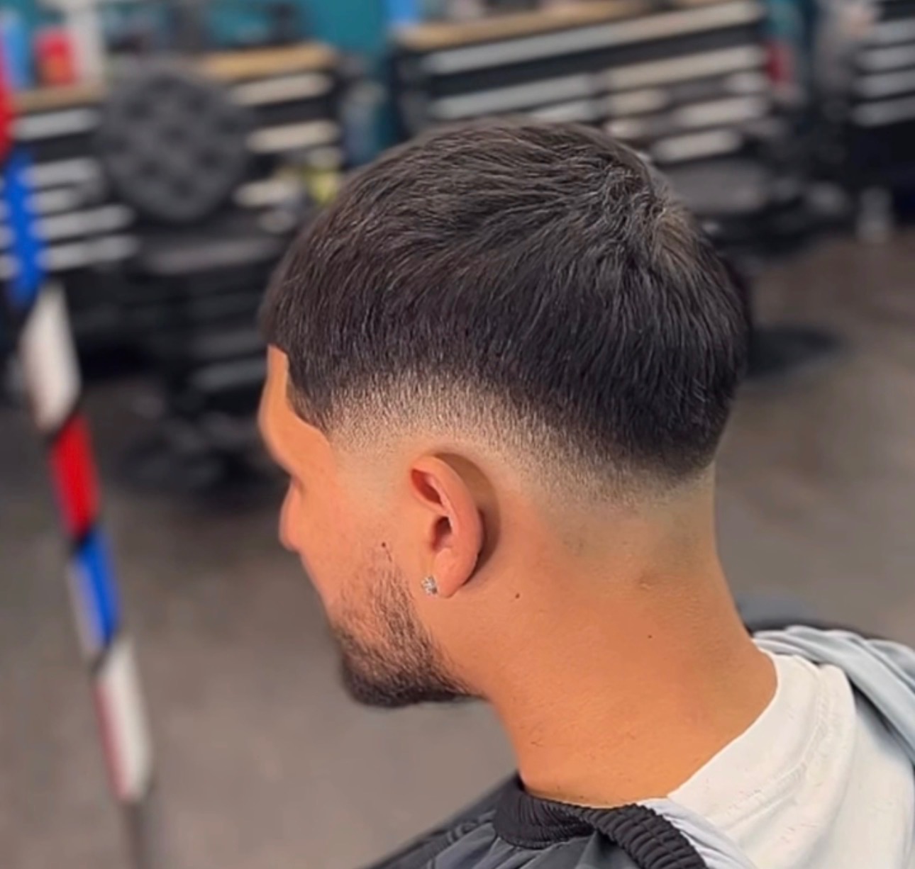 Clean fade haircut with sharp lineup